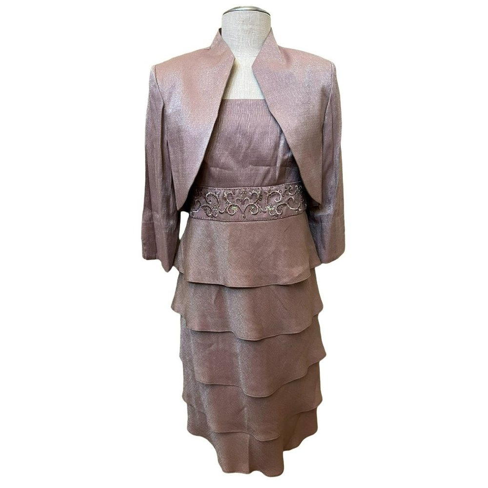 Vintage KATHY ROBERTS Women's Bolero and Dress Set Formal Wear Purple SIZE S